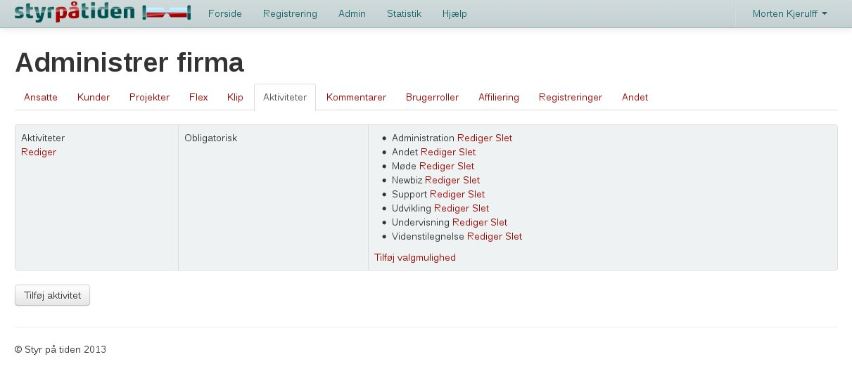 Administration af prædefinerede værdier til registreringsside