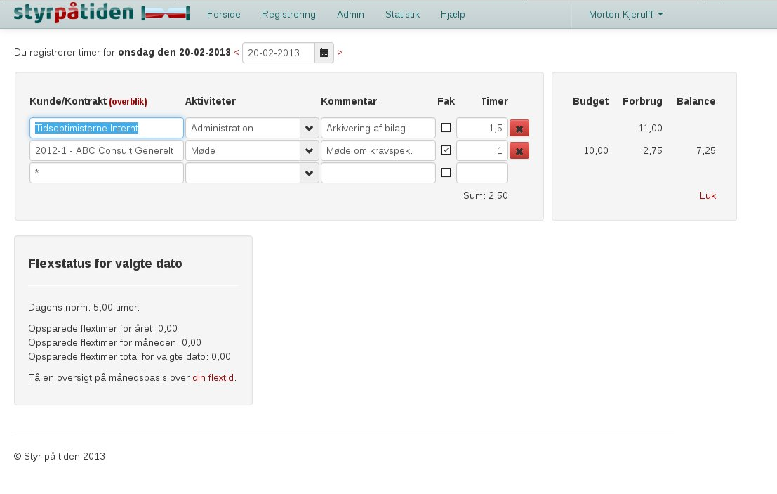 Eksempel på udseende af registreringsside