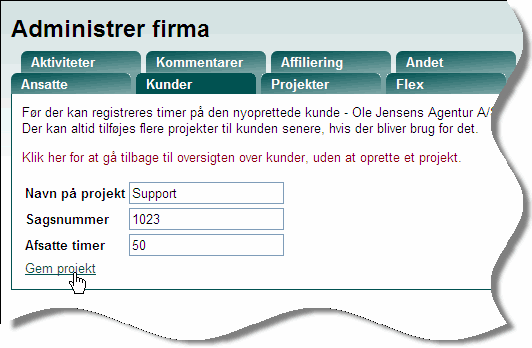 Kundeoprettelse - tilknyt projekt Kundeoprettelse - tilknyt projekt