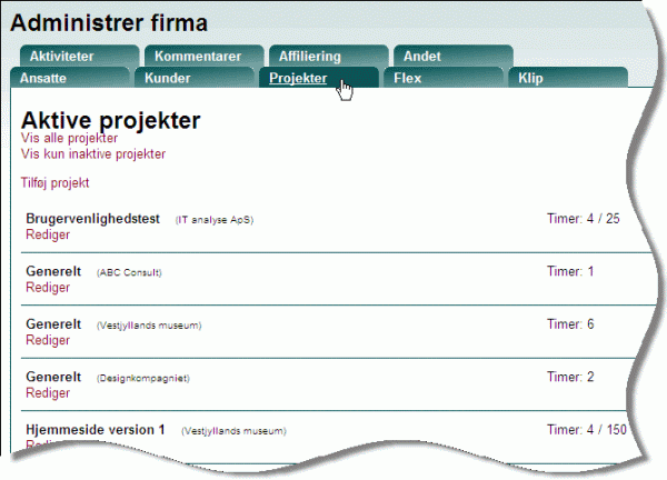 Projektoversigt Projektoversigt