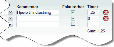 Indtastning af timer Indtastning af timer