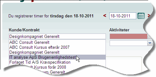 Indtastning af timer Indtastning af timer