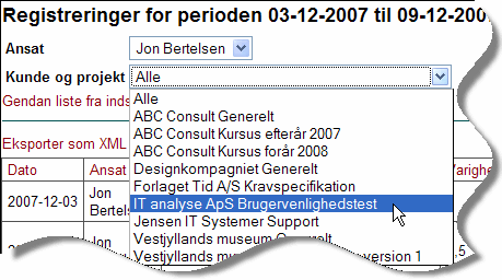 Statistik - bruttoliste pr. projekt Statistik - bruttoliste pr. projekt